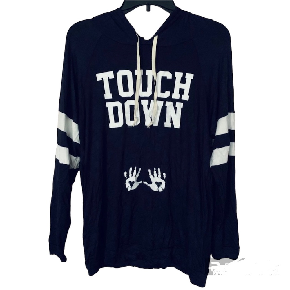 NWT Maternity Touch Down Hoodie Blue White Football Game Day - Picture 2 of 5